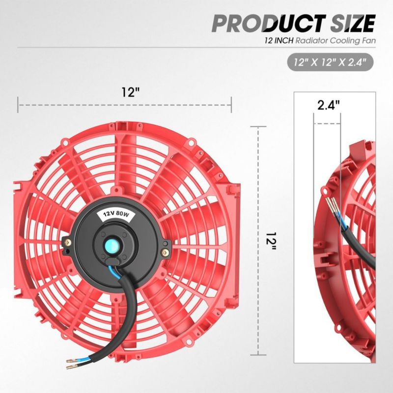 Ventilador de Radiador DNA MOTORING 30 cm Rojo (2 unidades)