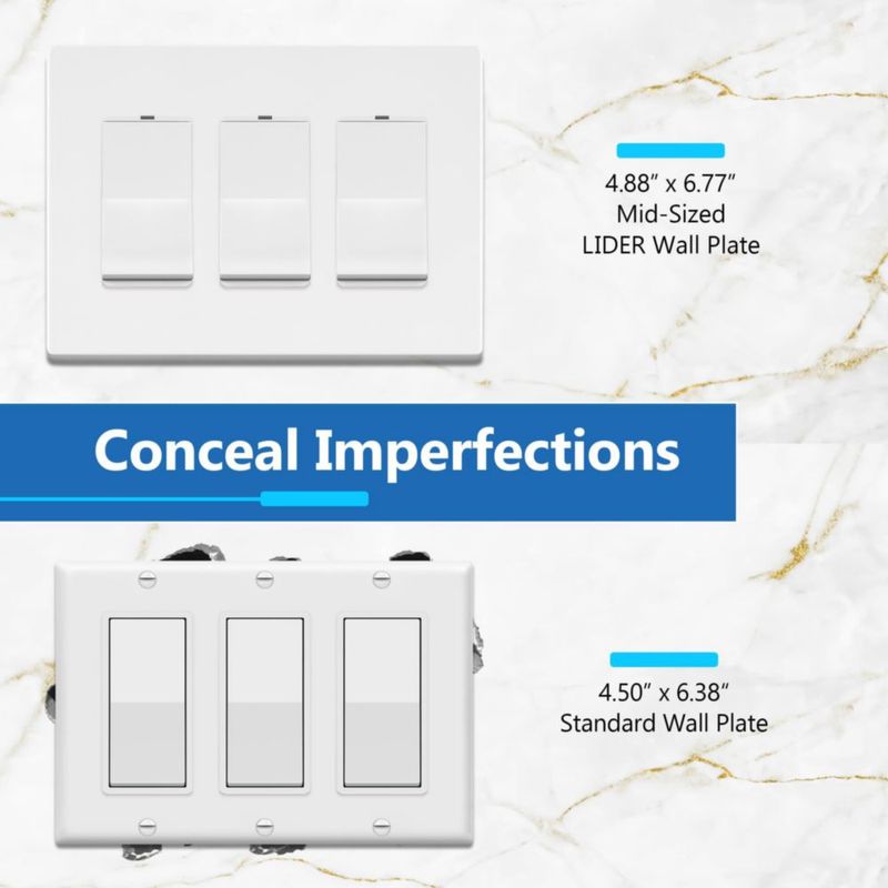 Placa de pared LIDER de 3 módulos tamaño medio paquete de 3 blanco