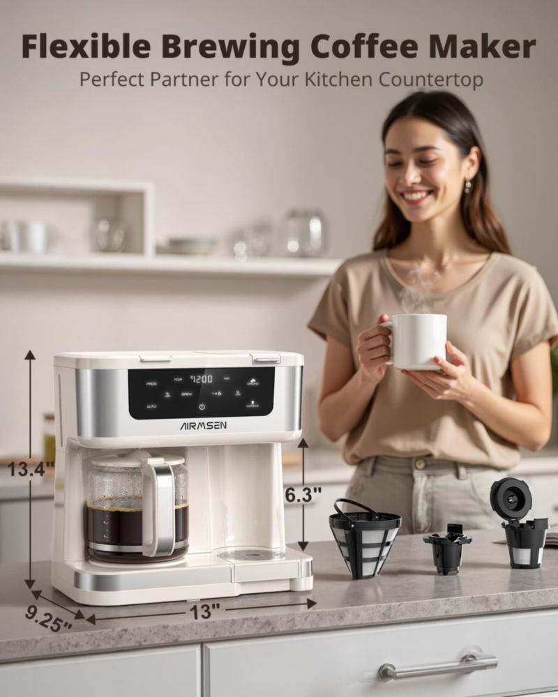 Cafetera AIRMSEN 18 L de Doble Preparación con Cápsulas K y Café Molido