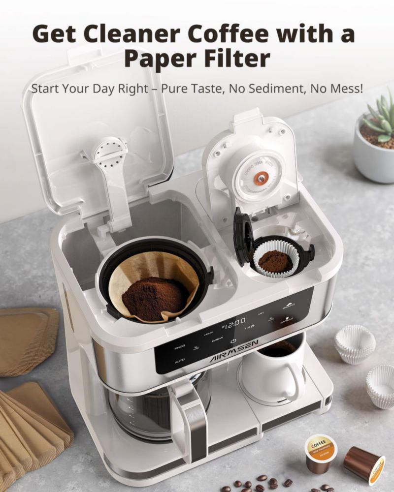Cafetera AIRMSEN 18 L de Doble Preparación con Cápsulas K y Café Molido