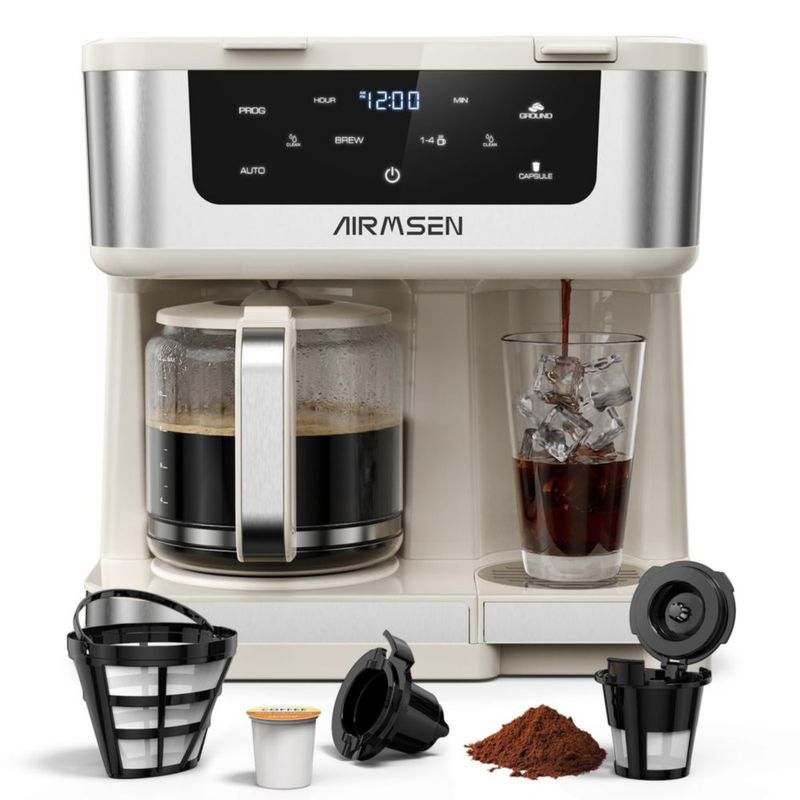 Cafetera AIRMSEN 18 L de Doble Preparación con Cápsulas K y Café Molido