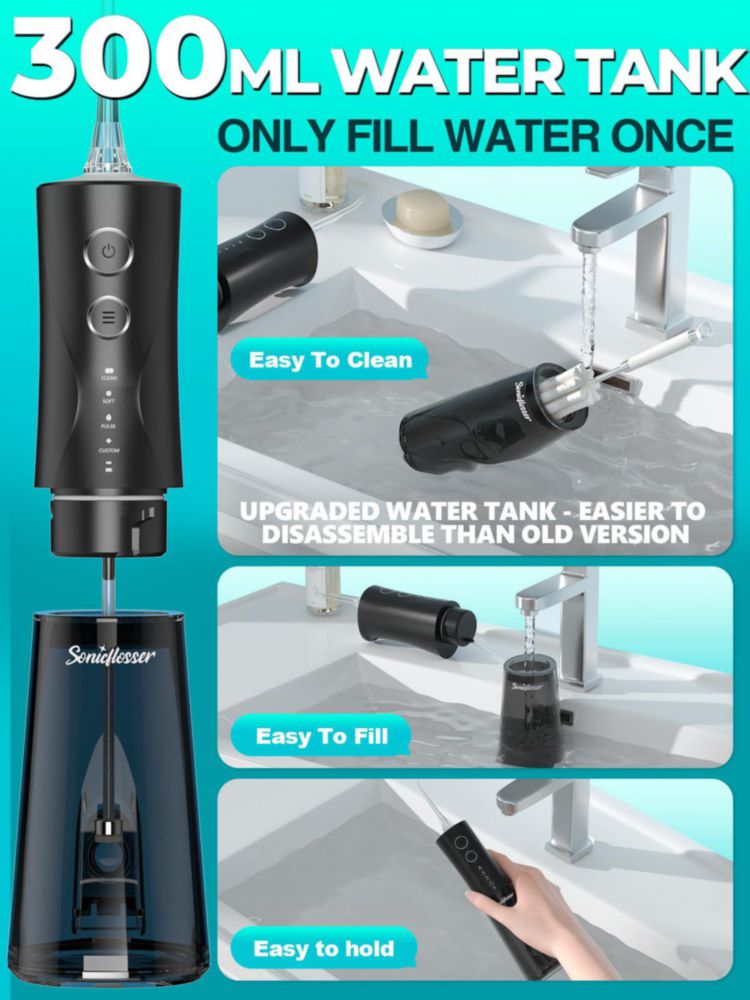 Irrigador Bucal Sonicflosser 300 ml Inalámbrico 4 Modos IPX7