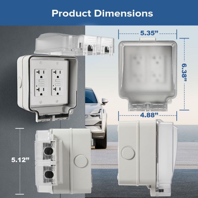 Caja de Tomacorriente Vagueior Dual 20A GFCI Exterior IP66