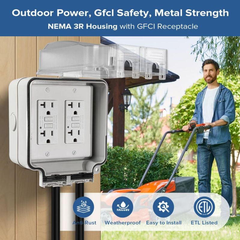 Caja de Tomacorriente Vagueior Dual 20A GFCI Exterior IP66