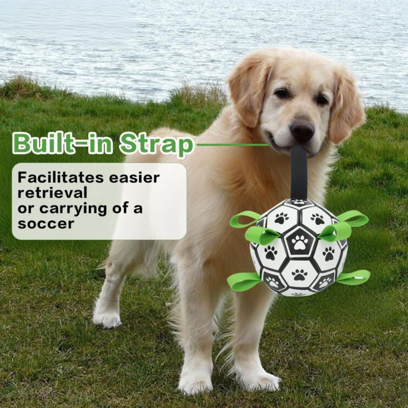 Pelota de fútbol para perros Kylinsure 15 cm con correas