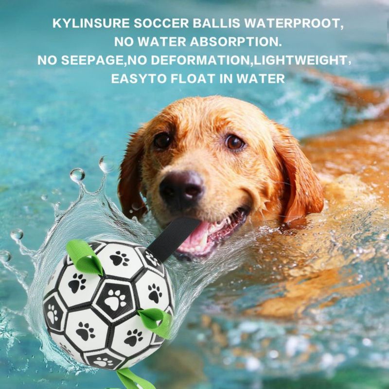 Pelota de fútbol para perros Kylinsure 15 cm con correas