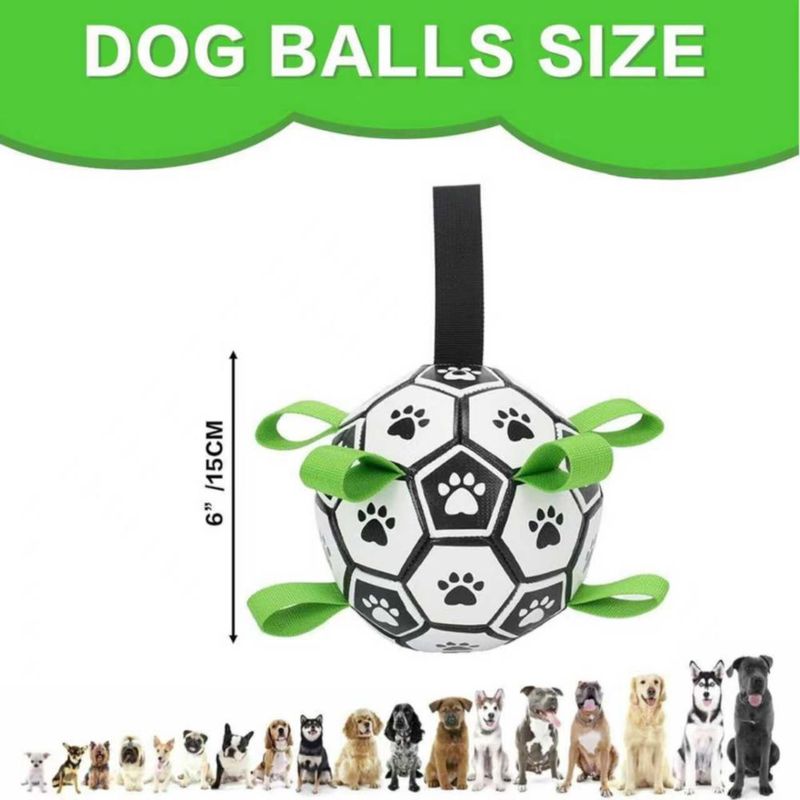 Pelota de fútbol para perros Kylinsure 15 cm con correas