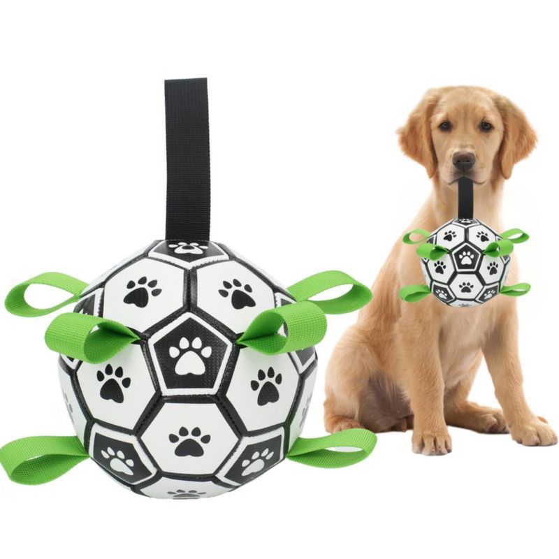 Pelota de fútbol para perros Kylinsure 15 cm con correas