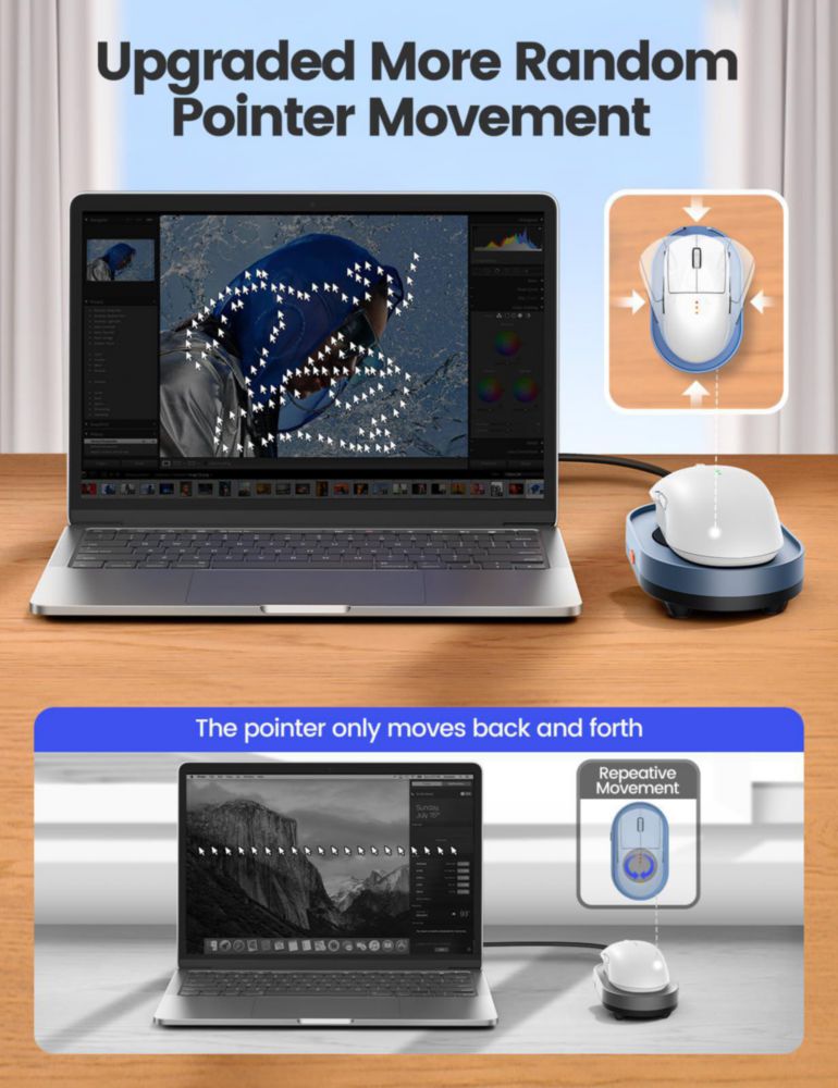 Simulador de movimiento de ratón Vaydeer indetectable con interruptor ON/OFF sin controlador