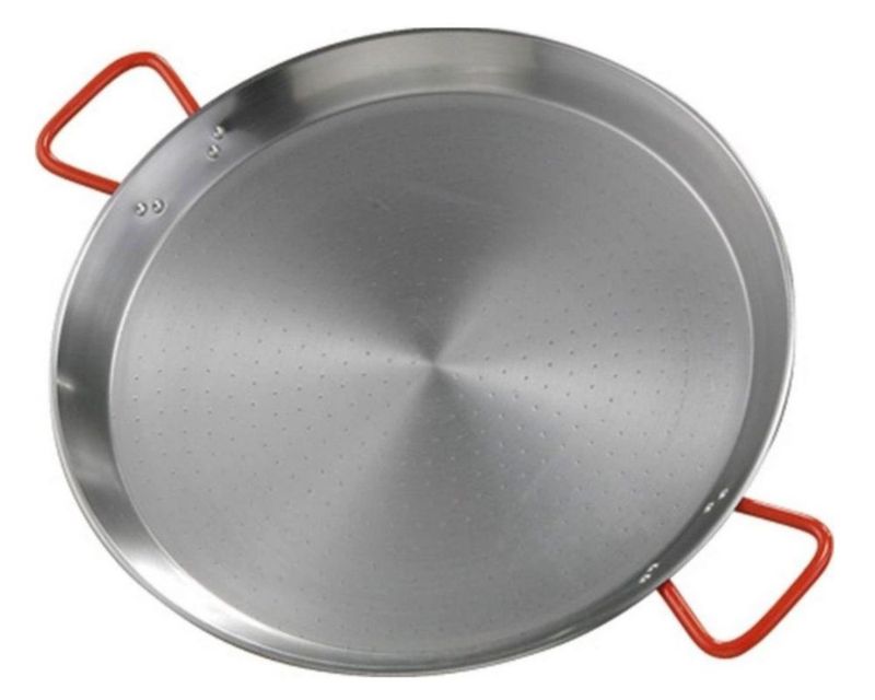 Paellera Garcima de 38 cm Acero al Carbono Pack de 6 Plateado/Rojo