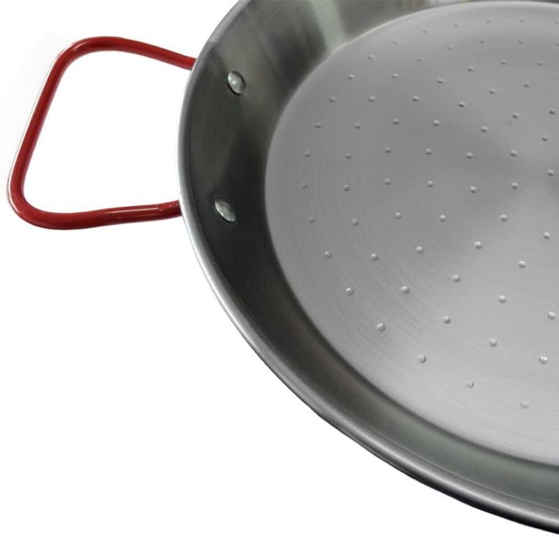 Paellera Garcima de 38 cm Acero al Carbono Pack de 6 Plateado/Rojo