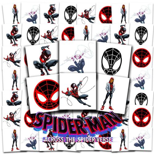 Tatuajes temporales Marvel Spiderverse 72 piezas - Regalos para fiestas infantiles
