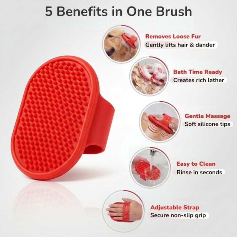 Cepillo de goma antideslizante para mascotas con silicona suave – Pets&Goods