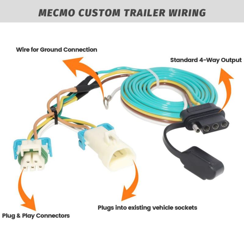Arnés de cableado plano de 4 vías MECMO para Chevy S-10 / Sonoma