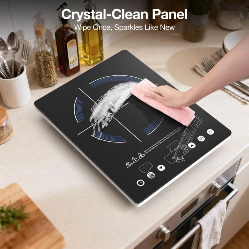 Placa de cocción ANHANE 1800W 110V de vidrio negro con temporizador de 4 horas