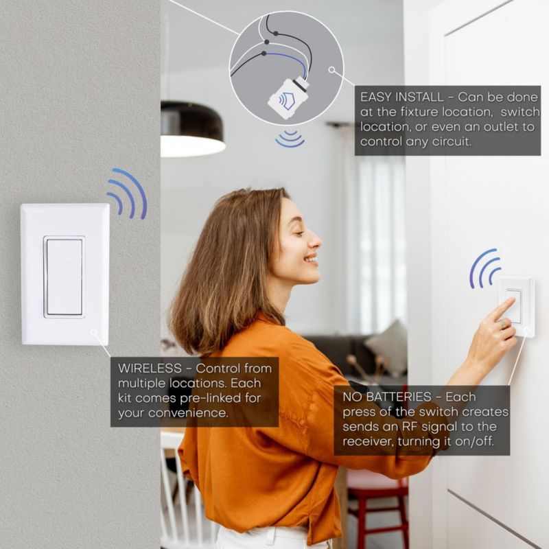 Kit de Interruptor de Luz Inalámbrico RunLessWire 3 Vías sin Batería Blanco