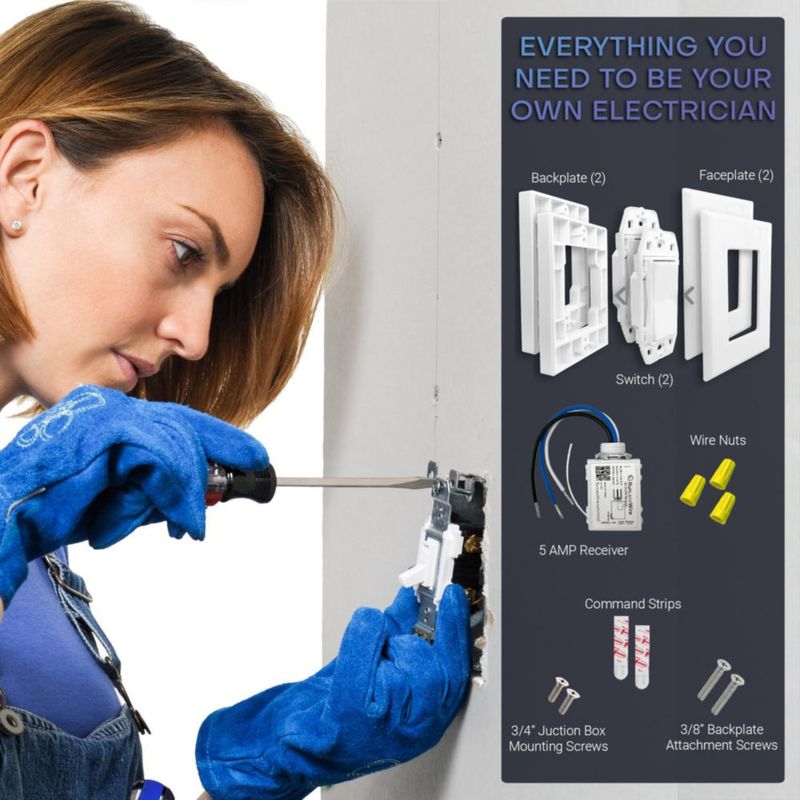Kit de Interruptor de Luz Inalámbrico RunLessWire 3 Vías sin Batería Blanco