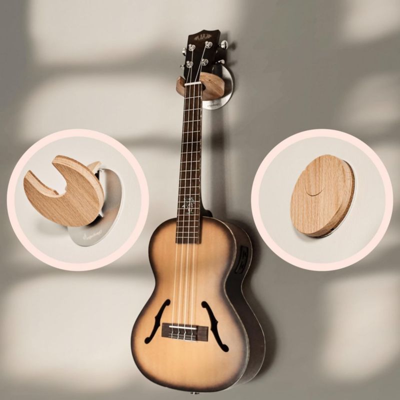 Soporte de pared para ukulele Openhagen plegable de roble