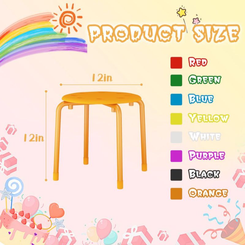 Juego de 8 taburetes VECELO apilables de 30 cm colores arcoíris