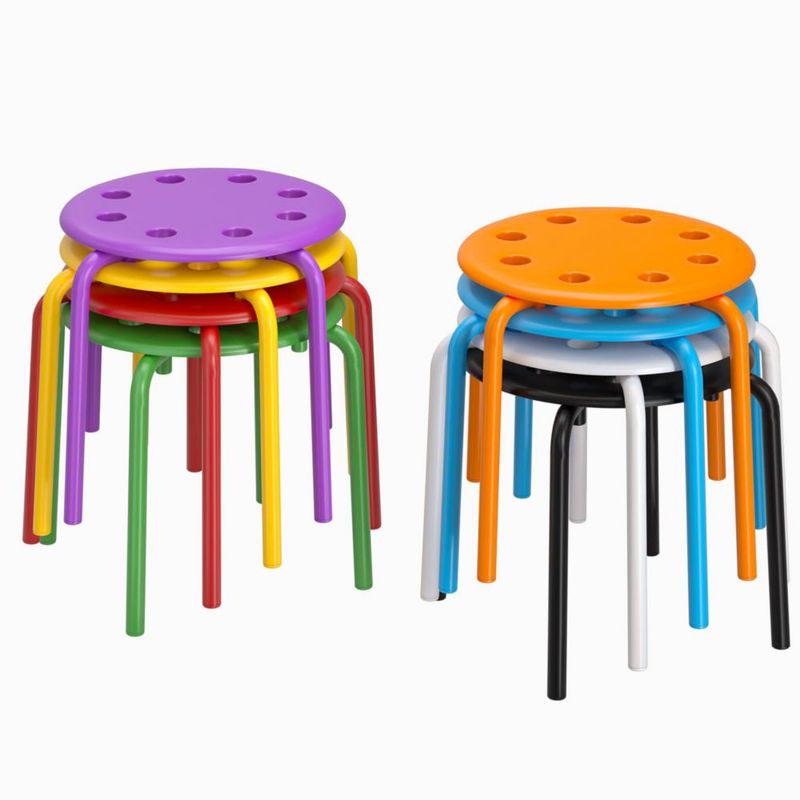 Juego de 8 taburetes VECELO apilables de 30 cm colores arcoíris
