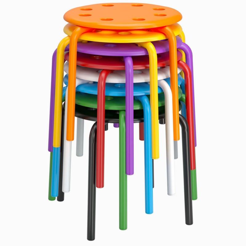 Juego de 8 taburetes VECELO apilables de 30 cm colores arcoíris
