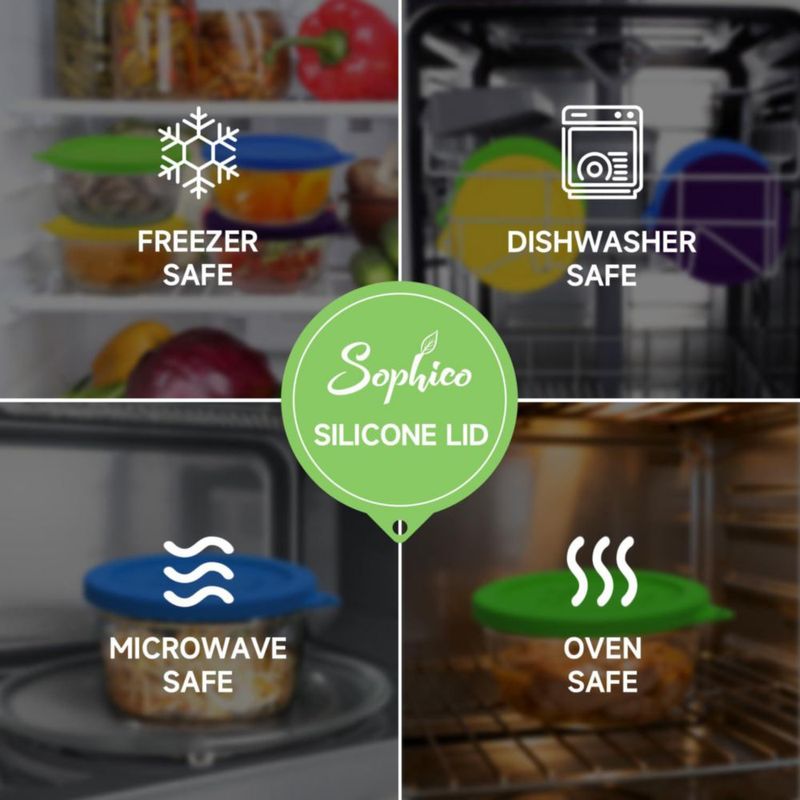 Tapa de Silicona SOPHICO para Recipientes de 4 Tazas – Pack de 6