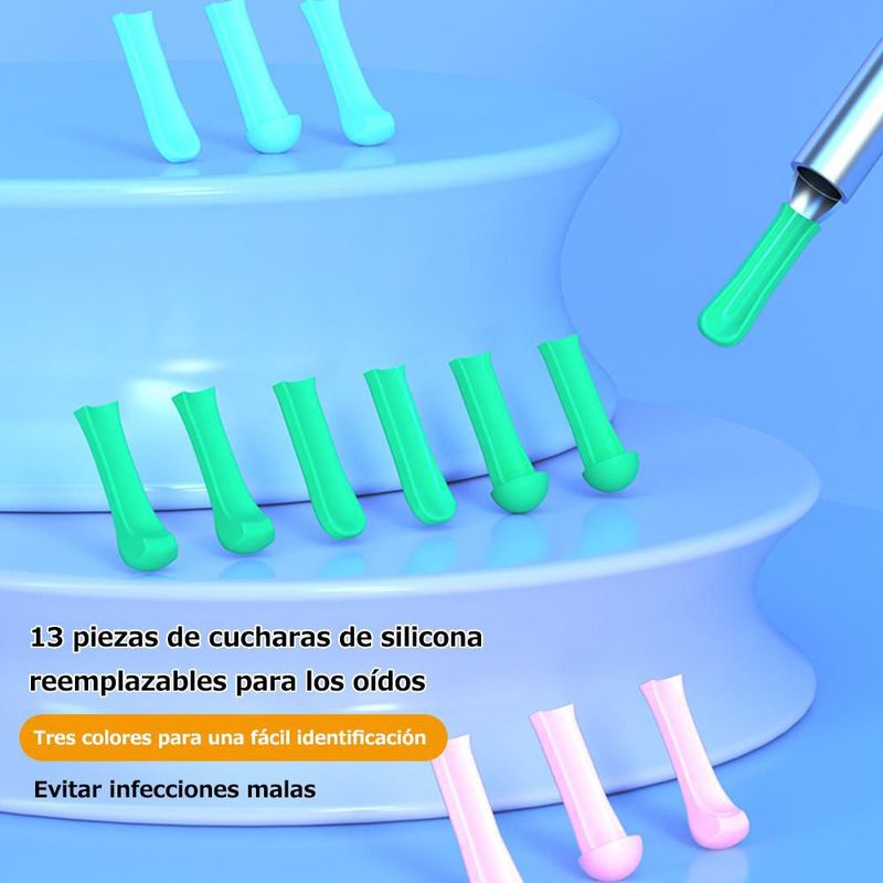 Limpiador de Oídos Visual Inalámbrica,Color Negro,Endoscopio de Alta Definición para Limpieza de Oídos.con Cámara Interna y Conexión Móvil .HOGAWAY