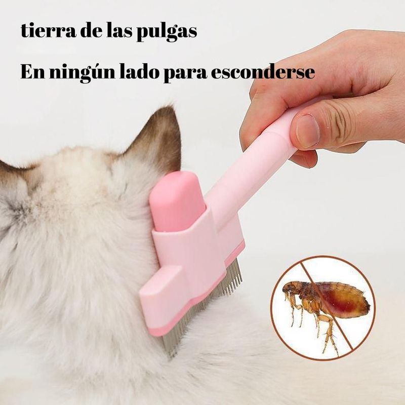 Cepillo deslanador de púas para mascotas azul con botón de auto limpieza, cepillo para perros y gatos con cerdas metálicas azul.HOGAWAY