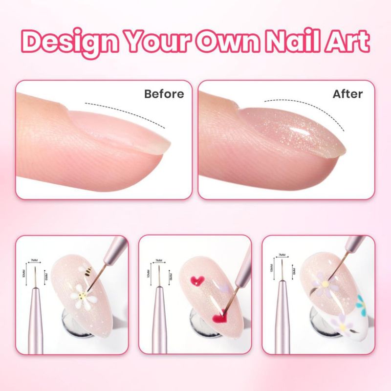 Pincel de uñas Beetles Gel Polish de doble extremo para diseño artístico