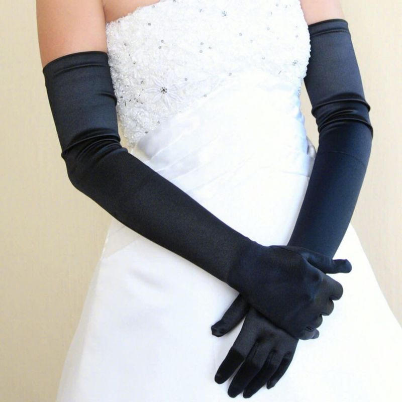Guantes SAVITA 53 cm Satén Elásticos Ópera estilo años 20