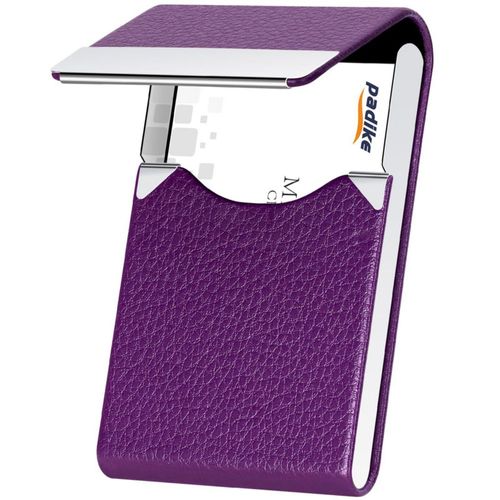 Portatarjetas de visita Padike 9 cm x 6 cm Cuero PU Púrpura