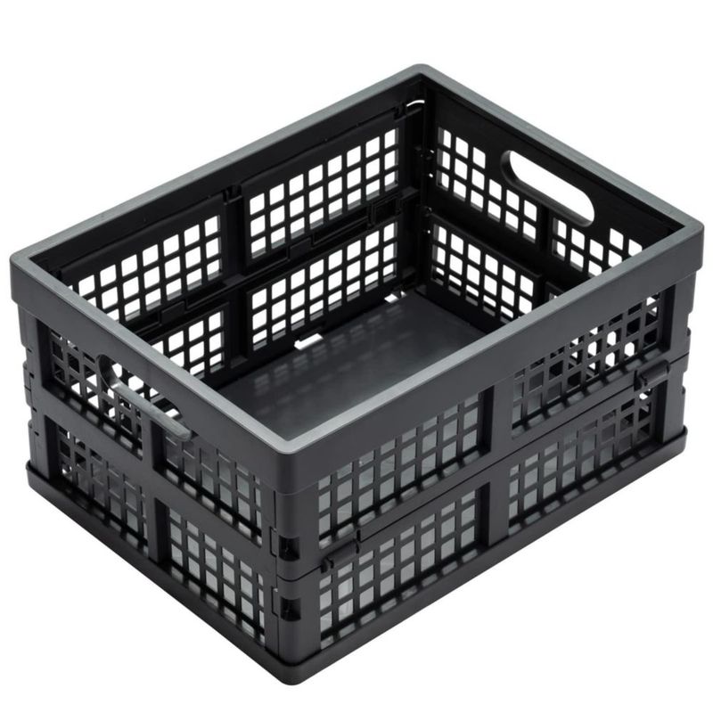 Caja de almacenamiento Eslite 16 L plegable gris – pack de 4