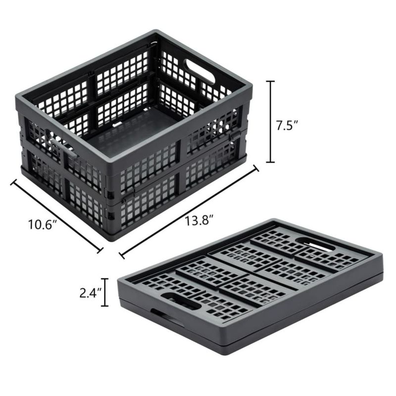 Caja de almacenamiento Eslite 16 L plegable gris – pack de 4