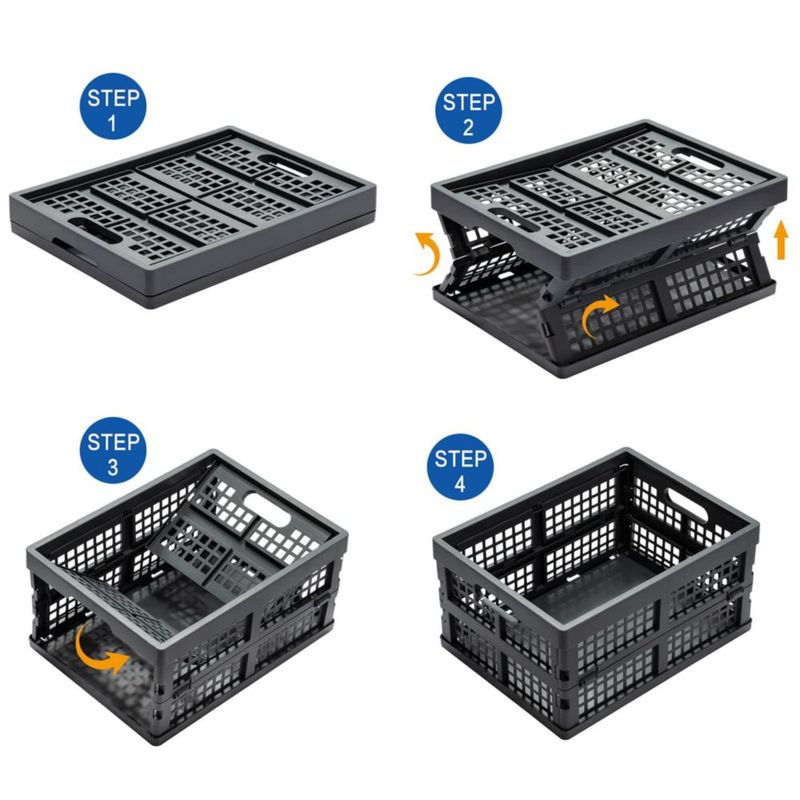 Caja de almacenamiento Eslite 16 L plegable gris – pack de 4