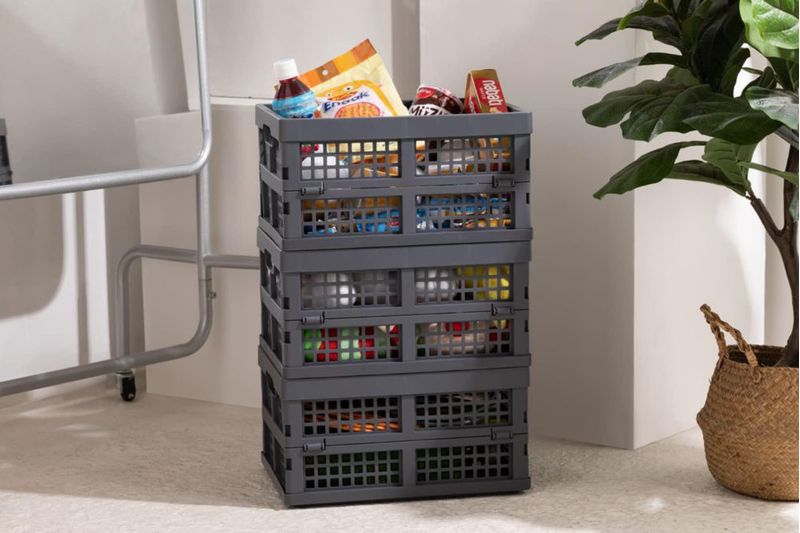 Caja de almacenamiento Eslite 16 L plegable gris – pack de 4