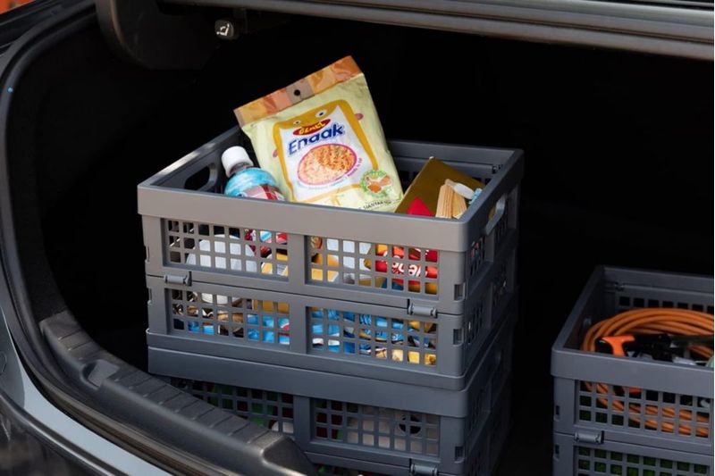 Caja de almacenamiento Eslite 16 L plegable gris – pack de 4