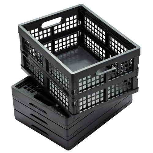Caja de almacenamiento Eslite 16 L plegable gris – pack de 4