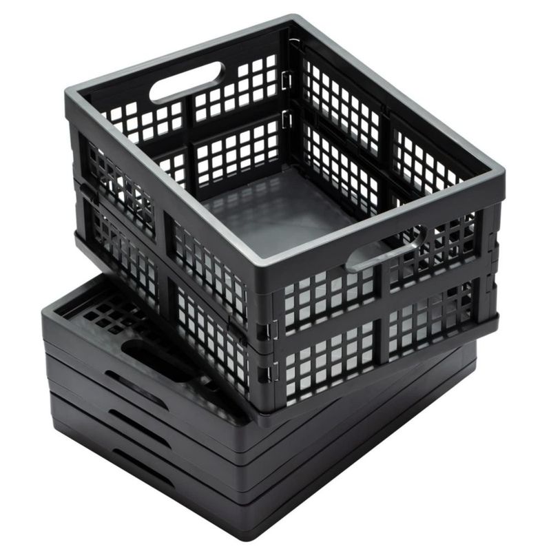 Caja de almacenamiento Eslite 16 L plegable gris – pack de 4
