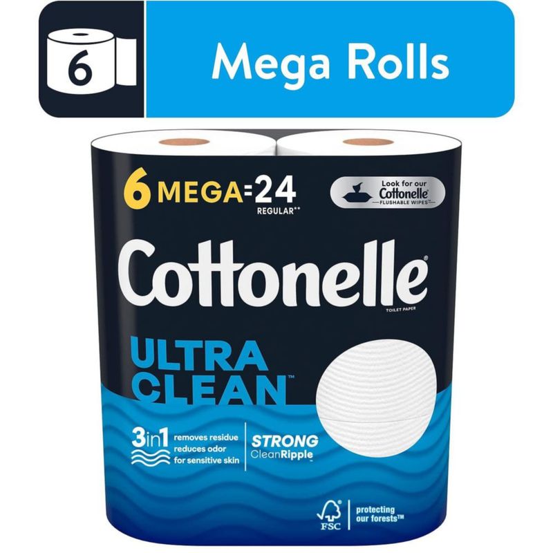 Papel Higiénico Cottonelle Ultra CleanCare Fuerte 6 Mega