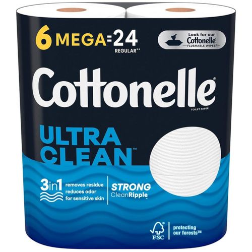 Papel Higiénico Cottonelle Ultra CleanCare Fuerte 6 Mega