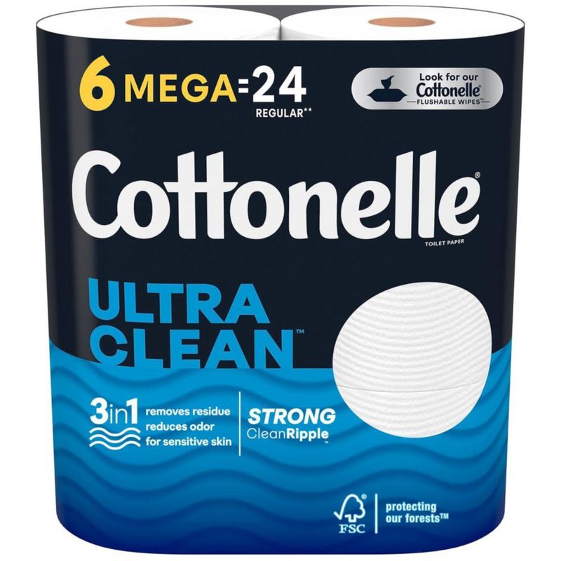 Papel Higiénico Cottonelle Ultra CleanCare Fuerte 6 Mega