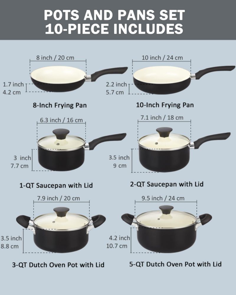 Juego de utensilios de cocina Cook N Home de 10 piezas antiadherente negro