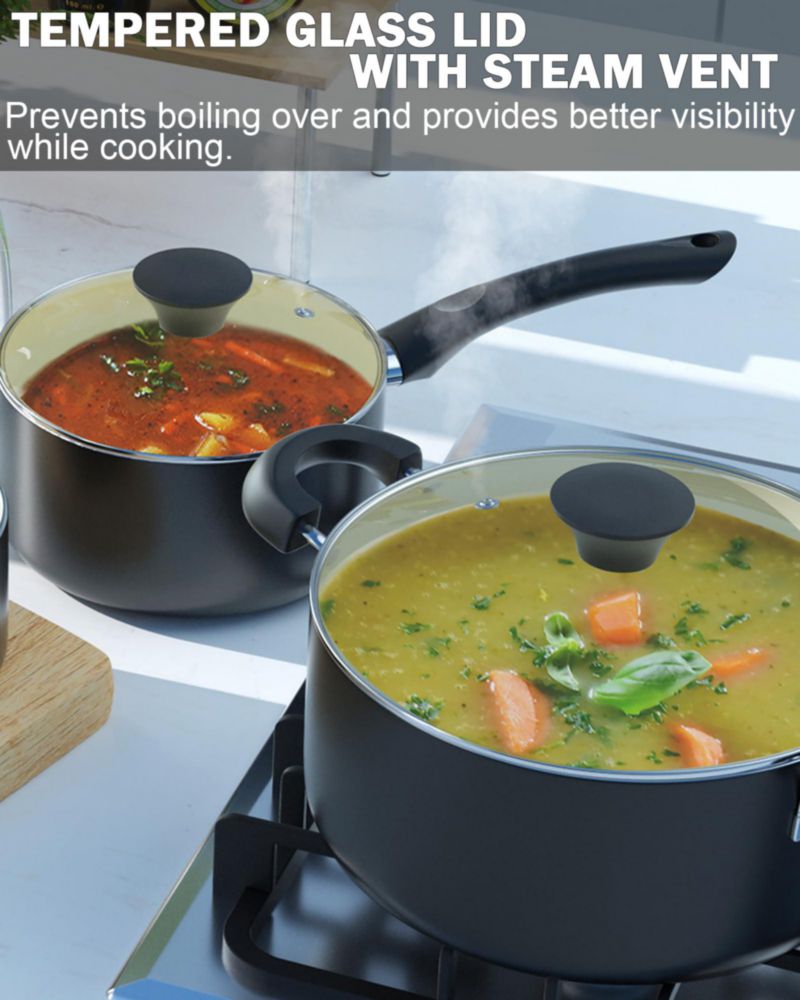 Juego de utensilios de cocina Cook N Home de 10 piezas antiadherente negro