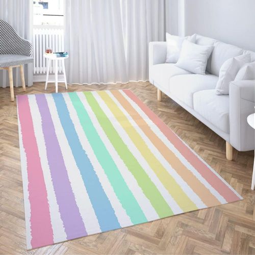 Alfombra LOKMU 152 cm x 213 cm Acuarela Pastel Arcoíris