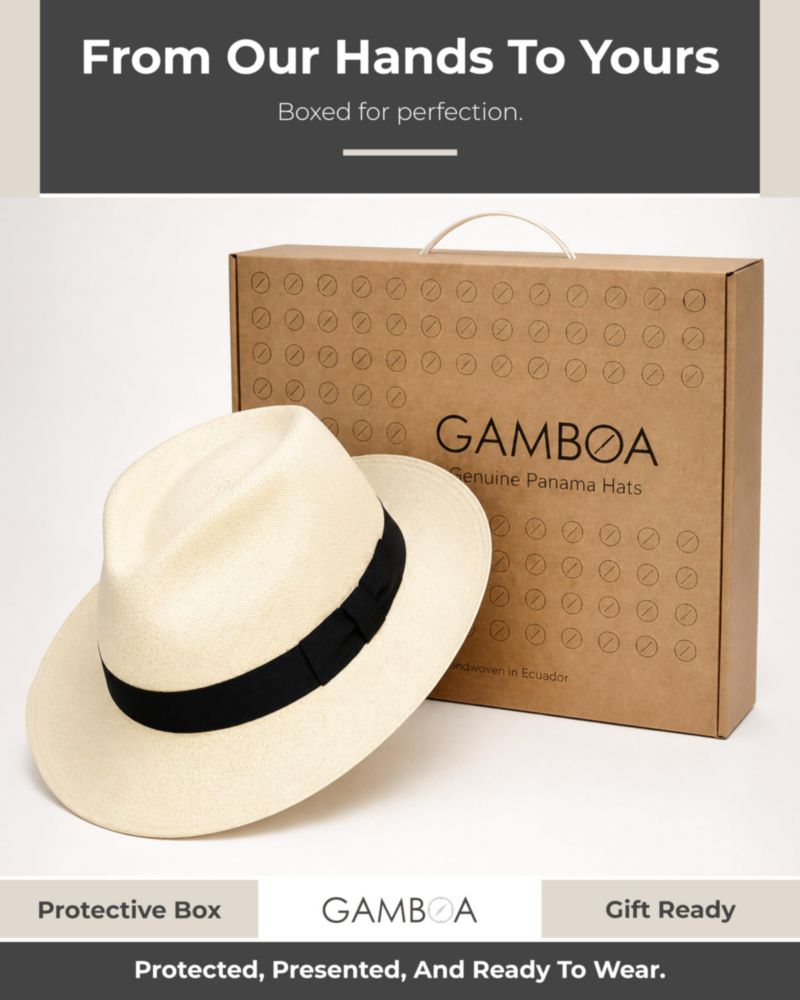 Sombrero Panamá Gamboa de paja natural con UPF 50+ (Fedora)