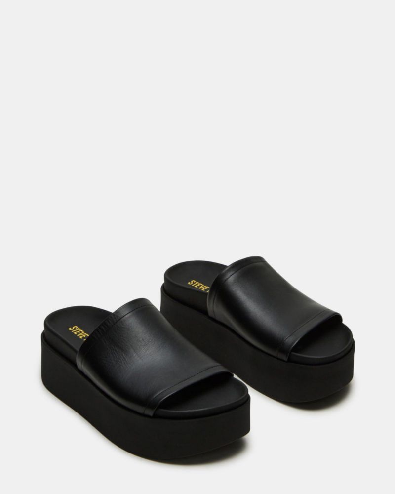 Sandalia para mujer Steve Madden Arwen de Cuero Negro Talla 11 (M)