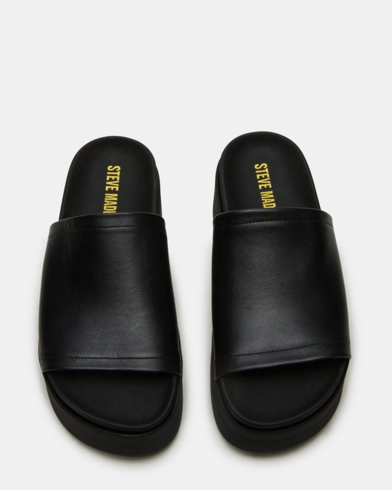 Sandalia para mujer Steve Madden Arwen de Cuero Negro Talla 11 (M)