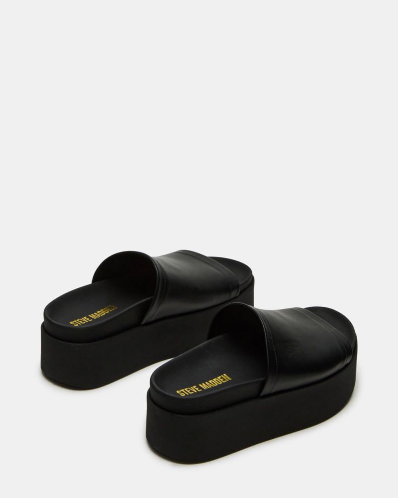 Sandalia para mujer Steve Madden Arwen de Cuero Negro Talla 11 (M)
