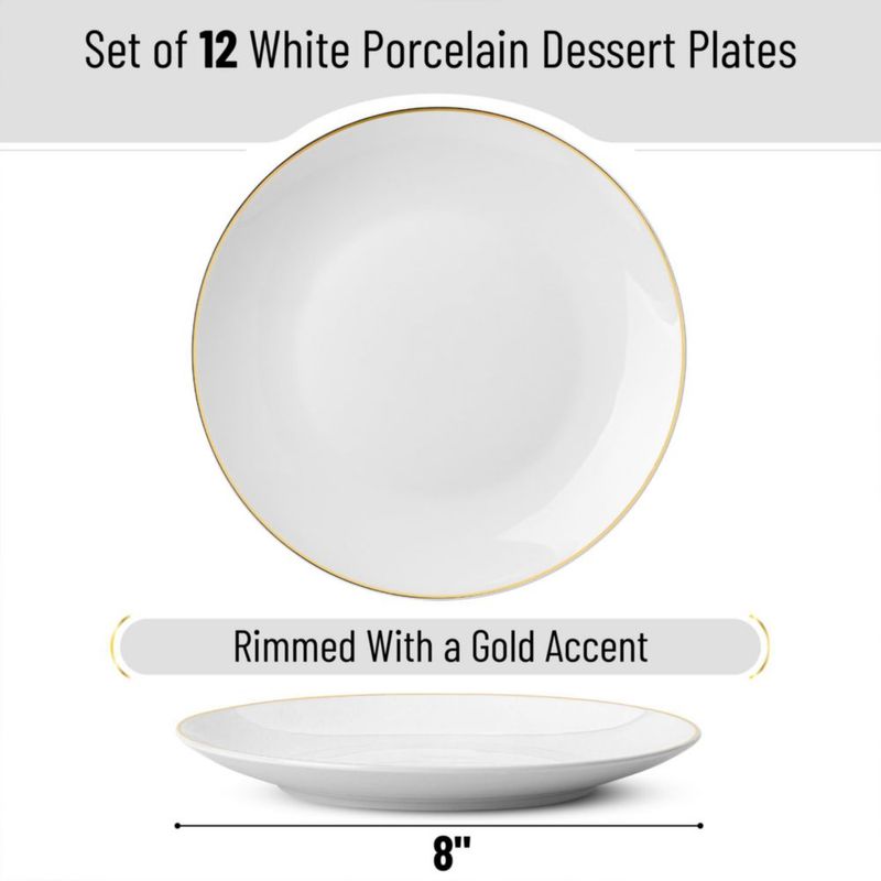 Juego de 12 platos de postre Brew To A Tea con borde dorado 20 cm