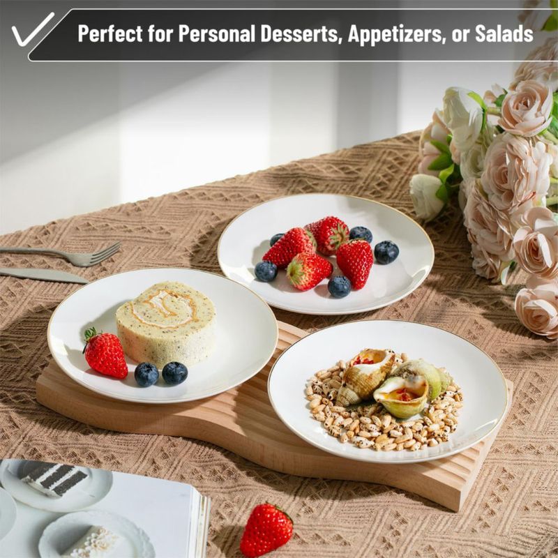 Juego de 12 platos de postre Brew To A Tea con borde dorado 20 cm